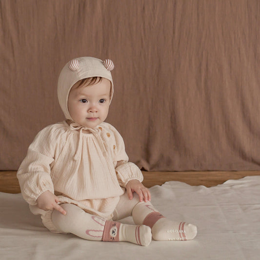 Button Gauze Romper - Cream