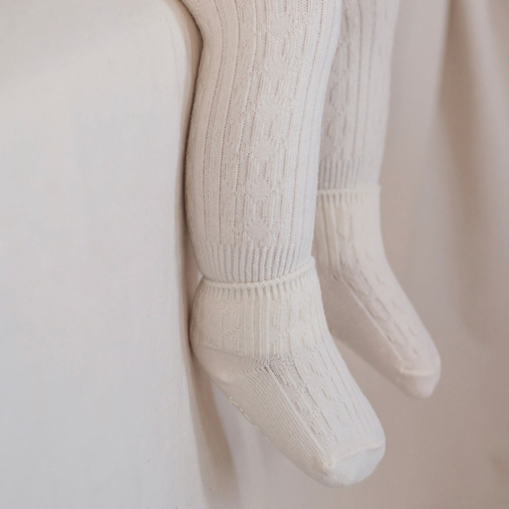 Premium Ribbed Leggings + Socks - Ivory
