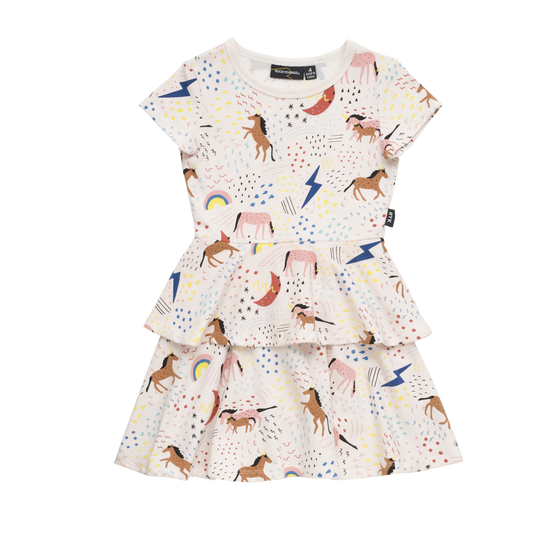 Rock Your Baby - Unicorn Rainbow Frill Waisted Dress