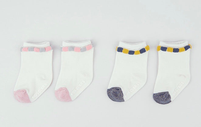 Dotty Deco Socks - Silver/Pink