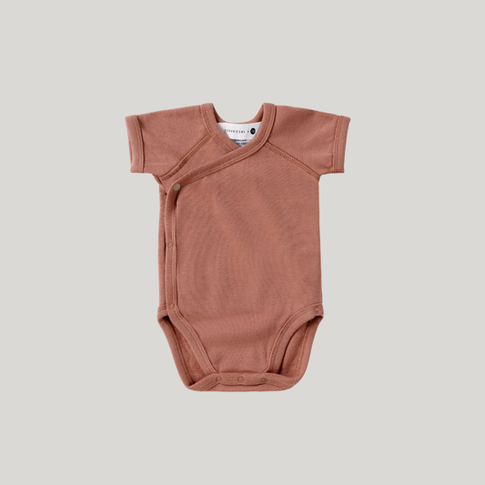 Susukoshi - Organic Kimono Bodysuit (Terracotta) - Last 0/3m & 2/3y