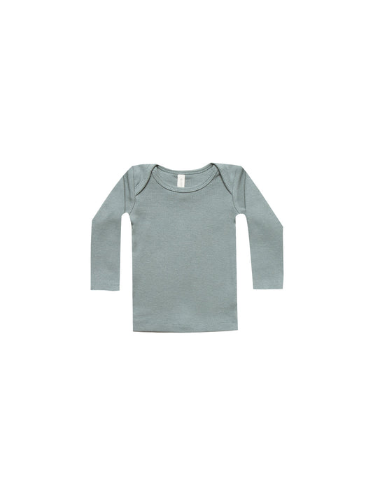 Quincy Mae - Ribbed Longsleeve Lap Tee (Sea) - Last 3/6 & 6/12