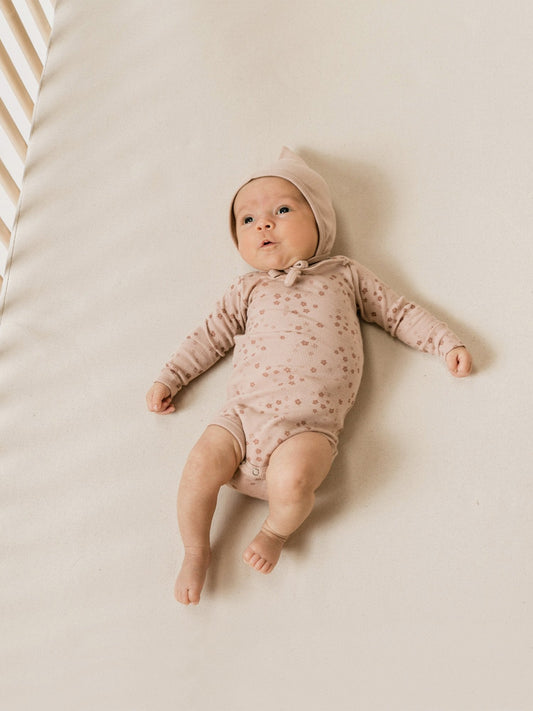 Quincy Mae - Ribbed Longsleeve Onesie (Rose) - Last 18/24